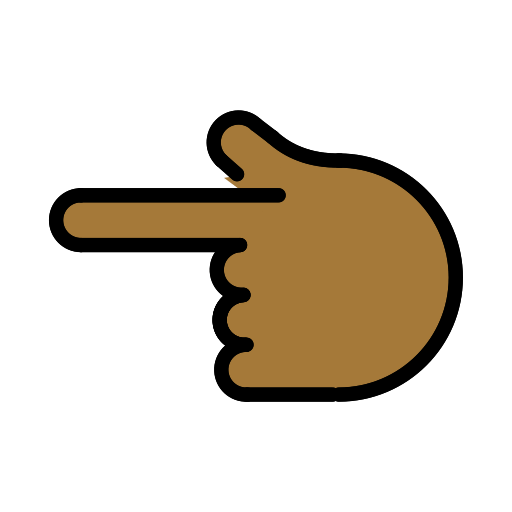 Указывающий налево палец: темный тон кожи для OpenMoji 15.1