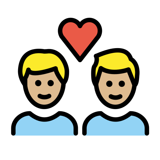 Закохана пара: чоловік чоловік світлий тон шкіри для OpenMoji 15.1