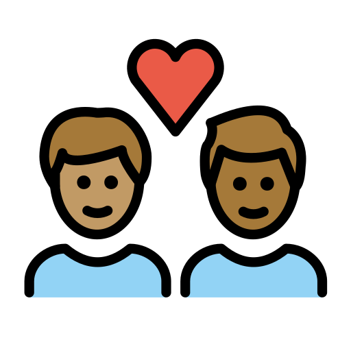 Закохана пара: чоловік чоловік середній тон шкіри темний тон шкіри для OpenMoji 15.1