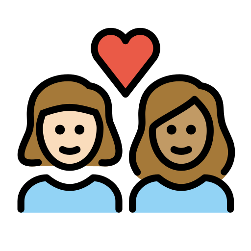 Закохана пара: жінка жінка дуже світлий тон шкіри середній тон шкіри для OpenMoji 15.1
