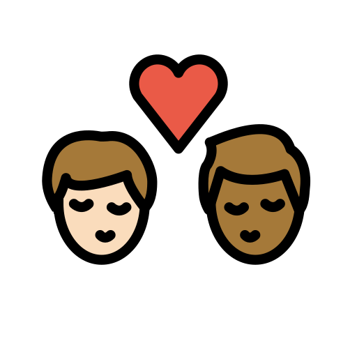 Поцелуй: мужчина мужчина очень светлый тон кожи темный тон кожи для OpenMoji 15.1