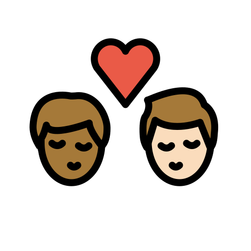 Поцелуй: мужчина мужчина темный тон кожи очень светлый тон кожи для OpenMoji 15.1