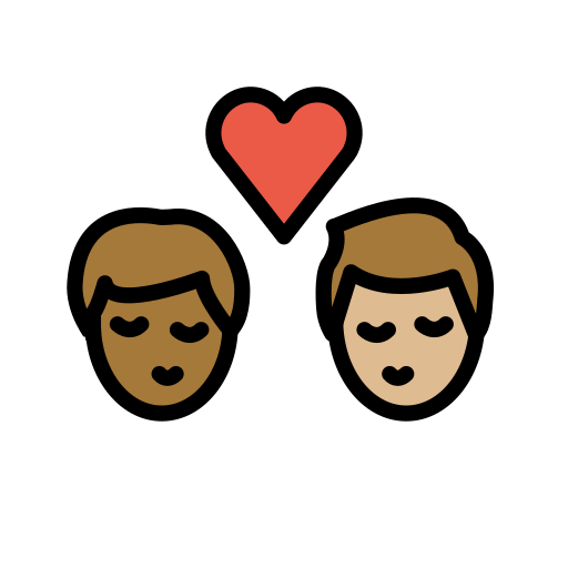Поцелуй: мужчина мужчина темный тон кожи светлый тон кожи для OpenMoji 15.1