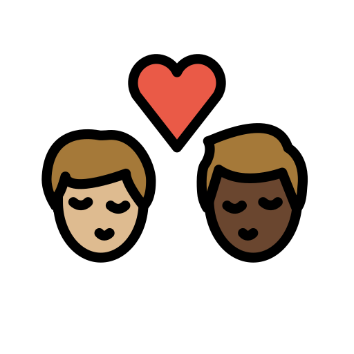 Поцелуй: мужчина мужчина светлый тон кожи очень темный тон кожи для OpenMoji 15.1