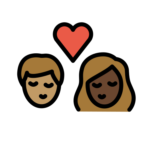 Поцелуй: женщина мужчина средний тон кожи очень темный тон кожи для OpenMoji 15.1