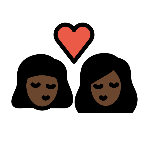 Поцелуй: женщина женщина очень темный тон кожи для OpenMoji 15.1