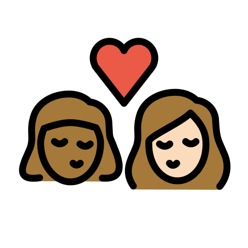 Поцелуй: женщина женщина темный тон кожи очень светлый тон кожи для OpenMoji 15.1
