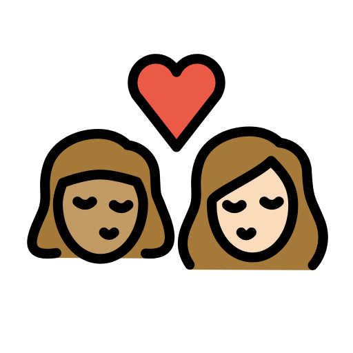 Поцелуй: женщина женщина средний тон кожи очень светлый тон кожи для OpenMoji 15.1