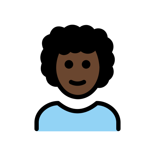 Чоловік: дуже темний тон шкіри кучеряве волосся для OpenMoji 15.1