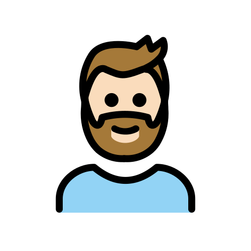 Бородатий чоловік: Дуже світлий тон шкіри для OpenMoji 15.1