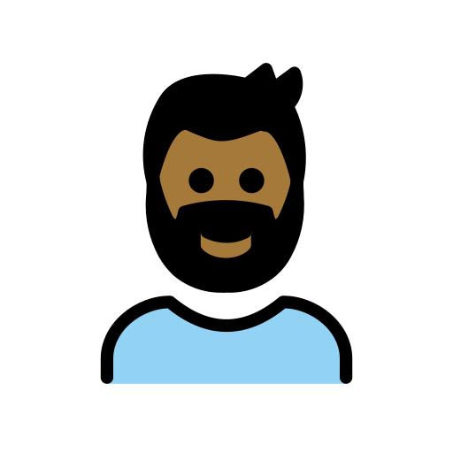 Бородатий чоловік: темний тон шкіри для OpenMoji 15.1
