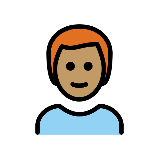 Мужчина: средний тон кожи рыжие волосы для OpenMoji 15.1