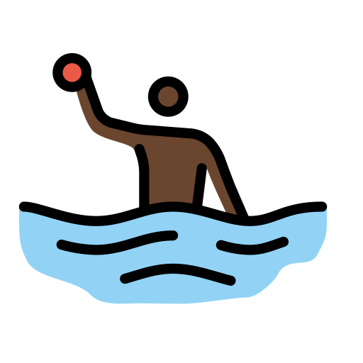 Чоловік грає у водне поло: дуже темний тон шкіри для OpenMoji 15.1