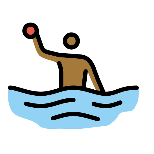 Чоловік грає у водне поло: темний тон шкіри для OpenMoji 15.1