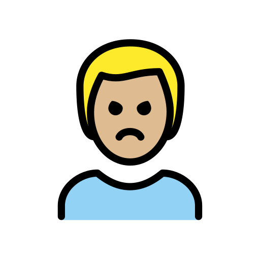 Обиженный мужчина: светлый тон кожи для OpenMoji 15.1
