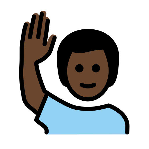 Чоловік з піднятою рукою: дуже темний тон шкіри для OpenMoji 15.1