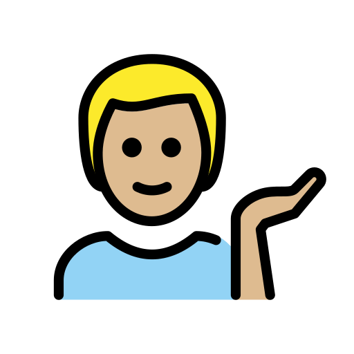 Мужчина тянет руку: светлый тон кожи для OpenMoji 15.1