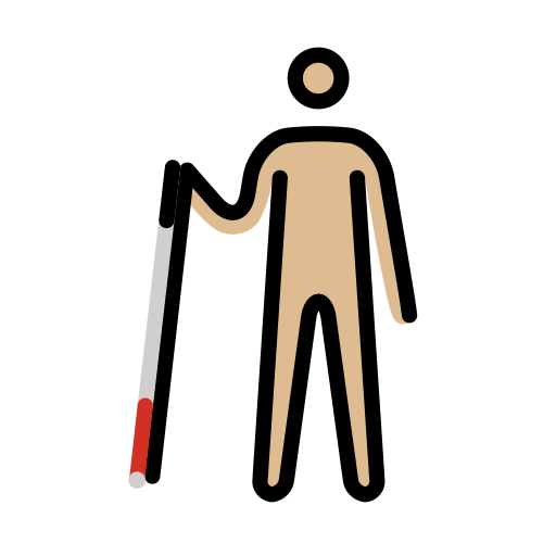 Мужчина с тростью для ходьбы: светлый тон кожи для OpenMoji 15.1