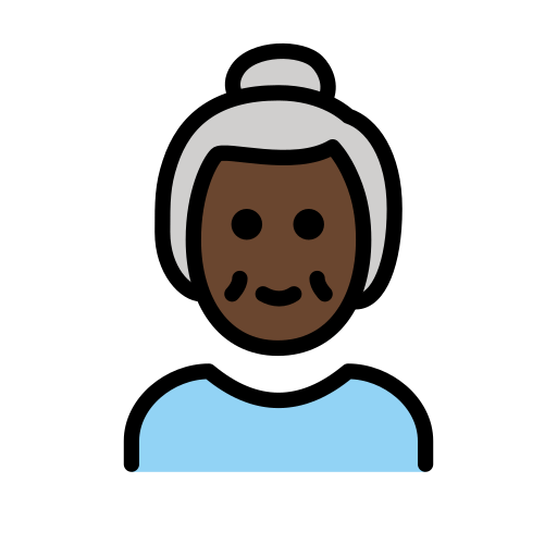Літня жінка: дуже темний тон шкіри для OpenMoji 15.1
