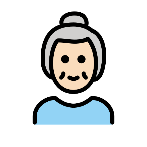 Літня жінка: дуже світлий тон шкіри для OpenMoji 15.1