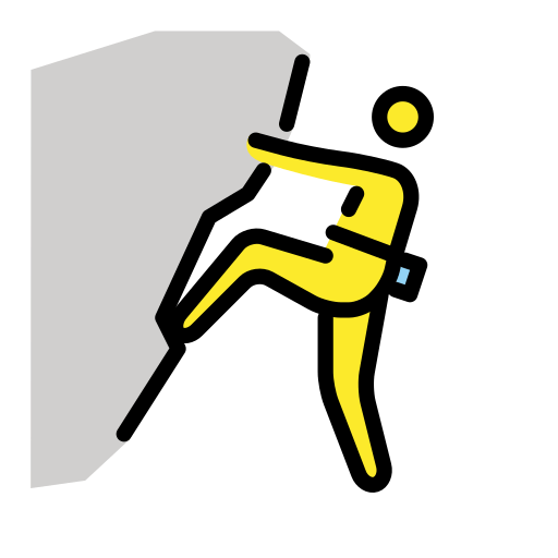 Людина піднімається по скелі для OpenMoji 15.1