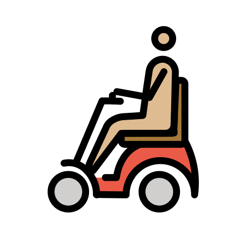 Людина в кріслі-візку з мотором: світлий тон шкіри для OpenMoji 15.1