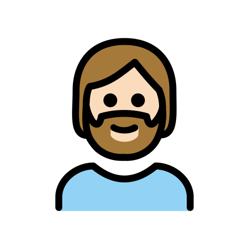 Бородатий чоловік: Дуже світлий тон шкіри для OpenMoji 15.1