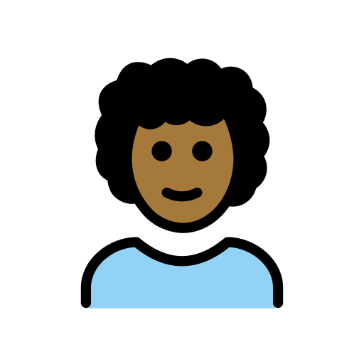 Взрослый: темный тон кожи кудрявые волосы для OpenMoji 15.1