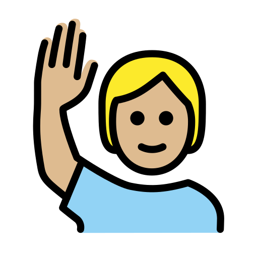 Людина з піднятою рукою: світлий тон шкіри для OpenMoji 15.1