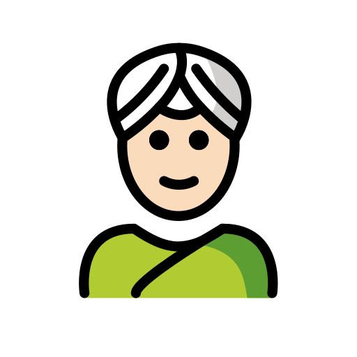 Людина в тюрбані: дуже світлий тон шкіри для OpenMoji 15.1