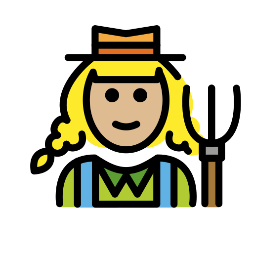 Жінка-фермер: світлий тон шкіри для OpenMoji 15.1