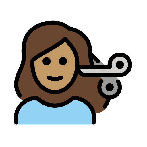 Жінка у перукаря: середній тон шкіри для OpenMoji 15.1
