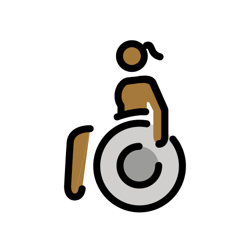 Жінка в ручному кріслі-колясці: темний тон шкіри для OpenMoji 15.1