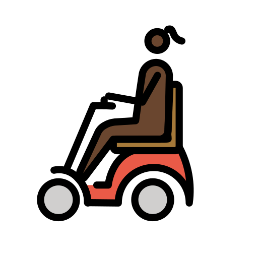Жінка в електричному візку: дуже темний тон шкіри для OpenMoji 15.1