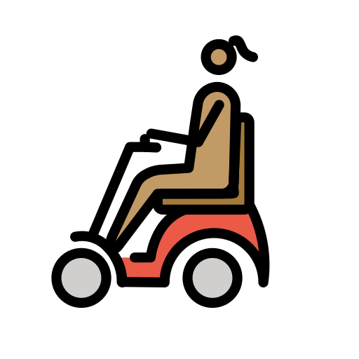 Женщина в электрическом кресле-коляске: средний тон кожи для OpenMoji 15.1