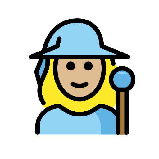 Женщина-маг: светлый тон кожи для OpenMoji 15.1