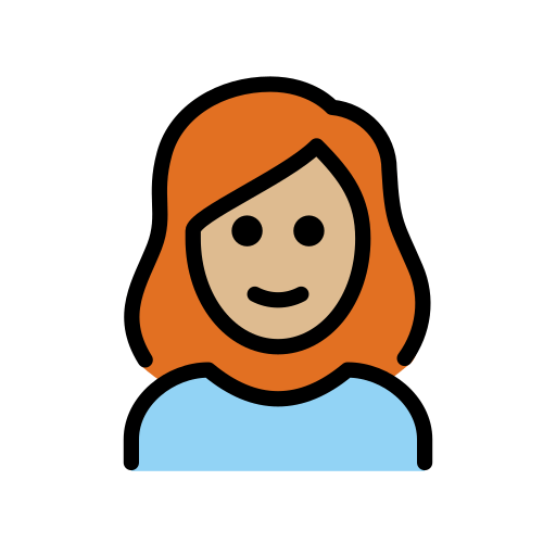 Жінка: світлий тон шкіри руде волосся для OpenMoji 15.1