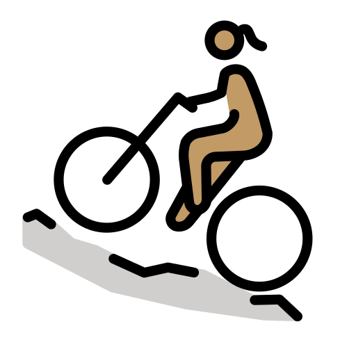 Жінка на гірському велосипеді: середній тон шкіри для OpenMoji 15.1