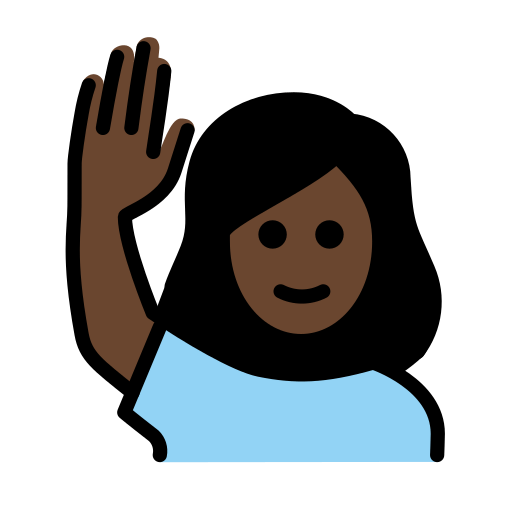 Женщина с поднятой рукой: очень темный тон кожи для OpenMoji 15.1