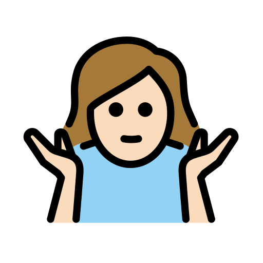 Жінка знизує плечима: дуже світлий тон шкіри для OpenMoji 15.1