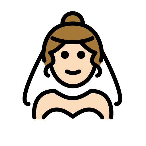 Жінка в фаті: дуже світлий тон шкіри для OpenMoji 15.1