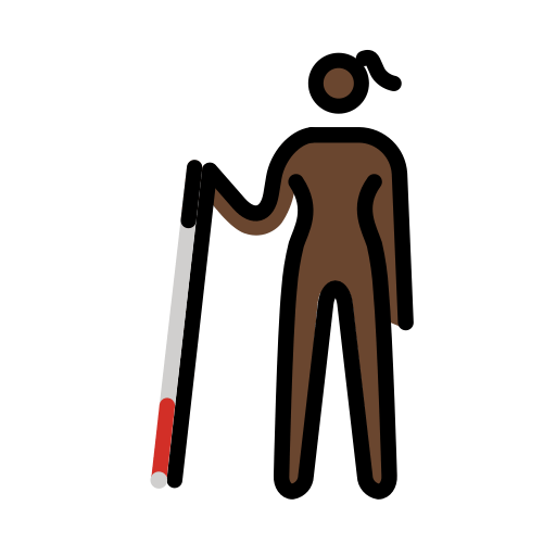 Женщина с тростью для ходьбы: очень темный тон кожи для OpenMoji 15.1