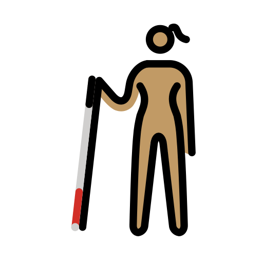 Женщина с тростью для ходьбы: средний тон кожи для OpenMoji 15.1