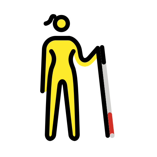 Жінка з білою тростиною, що дивиться праворуч для OpenMoji 15.1