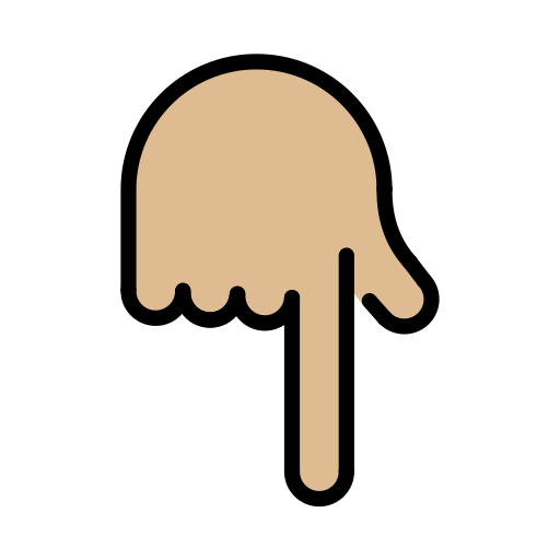 Dorso Da Mão Com Dedo Indicador Apontando Para Baixo: Pele Morena Clara para OpenMoji 16.0