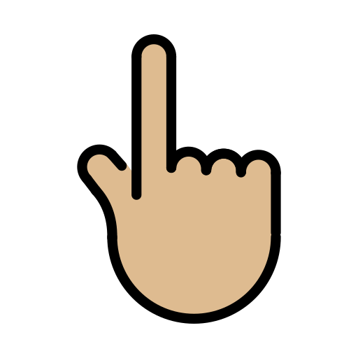 Dorso Da Mão Com Dedo Indicador Apontando Para Cima: Pele Morena Clara para OpenMoji 16.0