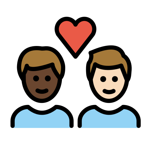 Casal Apaixonado: Homem, Homem, Pele Escura, Pele Clara para OpenMoji 16.0