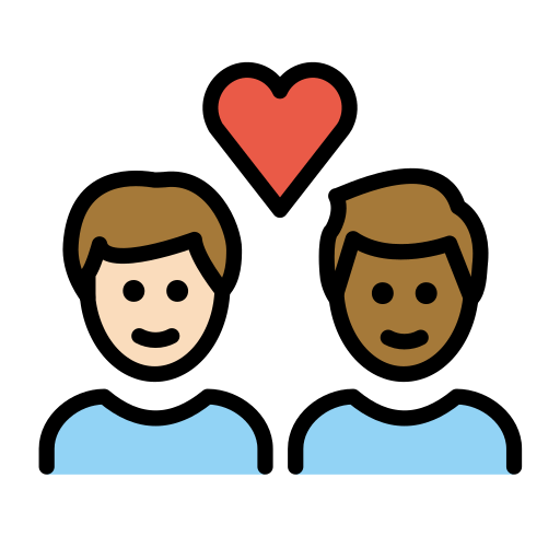 Casal Apaixonado: Homem, Homem, Pele Clara, Pele Morena Escura para OpenMoji 16.0