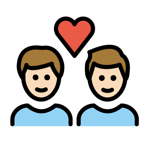 Casal Apaixonado: Homem, Homem, Pele Clara para OpenMoji 16.0