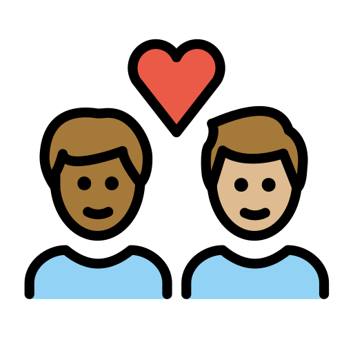 Casal Apaixonado: Homem, Homem, Pele Morena Escura, Pele Morena Clara para OpenMoji 16.0